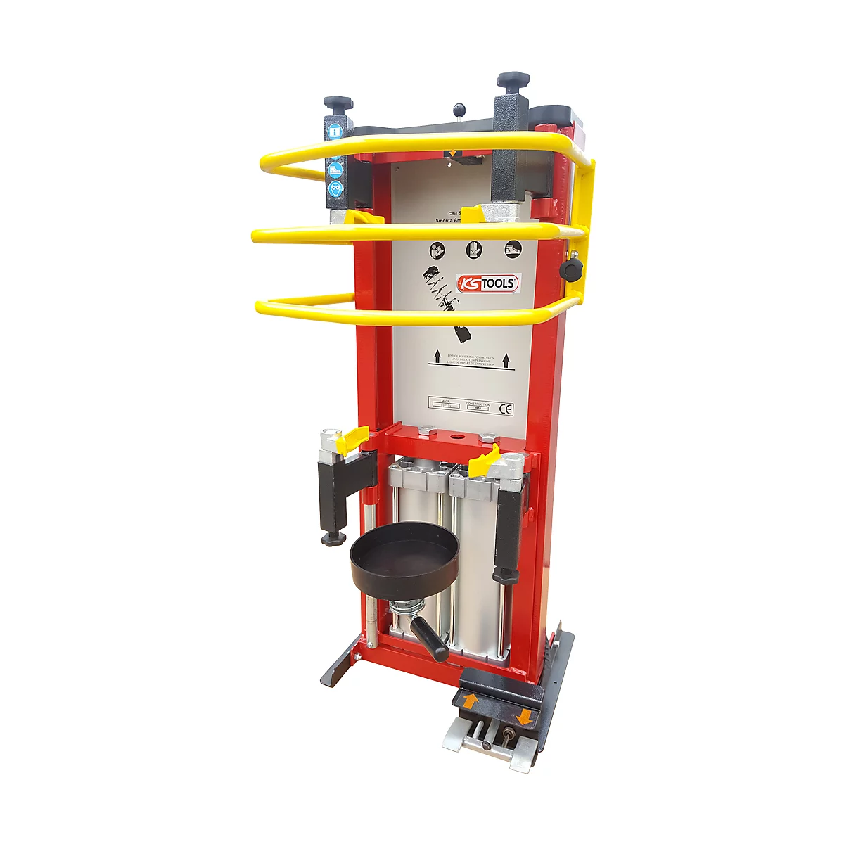 Rote und gelbe Werkzeugmaschine mit dem Logo 'KS TOOLS'.